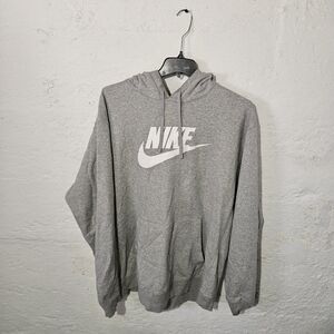 Nike Hoodie Mens XXL Gray Pullover Sweatshirt Swoosh Logo Fleece